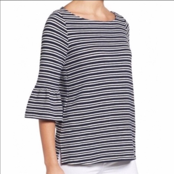 ANTHROPOLOGIE Pleione Striped Flare Sleeve Top - Picture 3 of 9